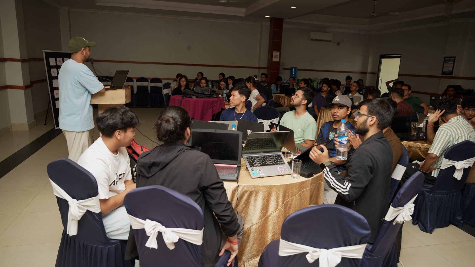 Community members at a technology gathering
